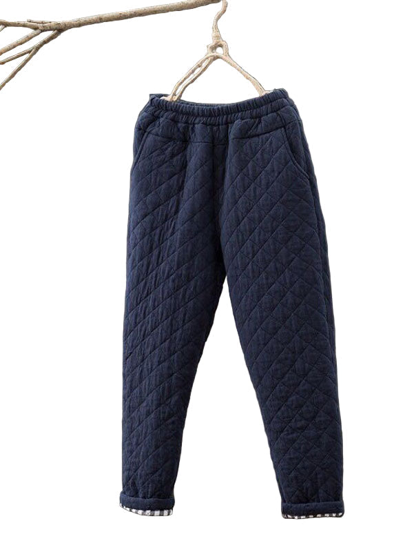 Mörkblåa herr vinterbyxor med elastisk midja för komfort och värme. Perfekta fritidsbyxor för män.