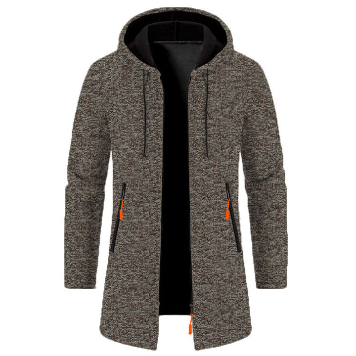 Sportig herr hoodie med dragkedja. Långärmad design, idealisk för casual klädsel & komfort.