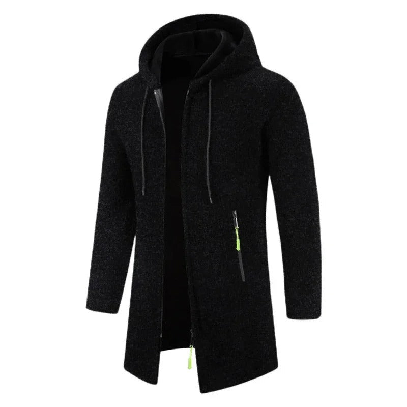 Stilren grå hoodie för män med dragkedja. Casual långärmad tröja, idealisk för höst- och vintermode.