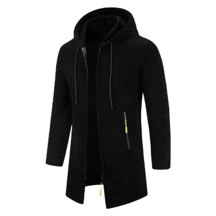 Stilren grå hoodie för män med dragkedja. Casual långärmad tröja, idealisk för höst- och vintermode.