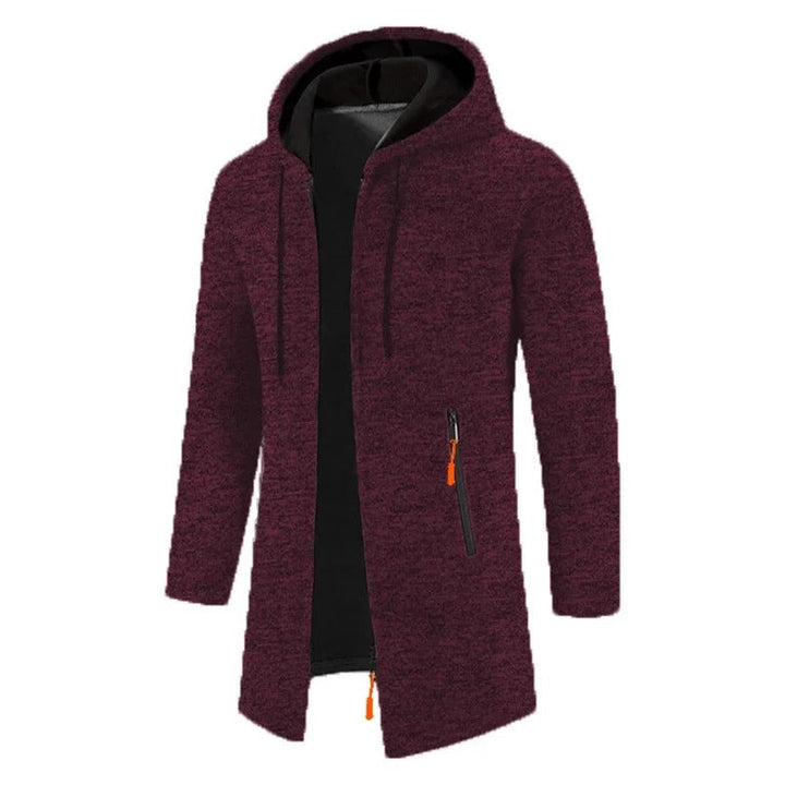 Herrkläder: Mörkgrön hoodie med dragkedja, långa ärmar. Essential vardagsplagg för en avslappnad stil.