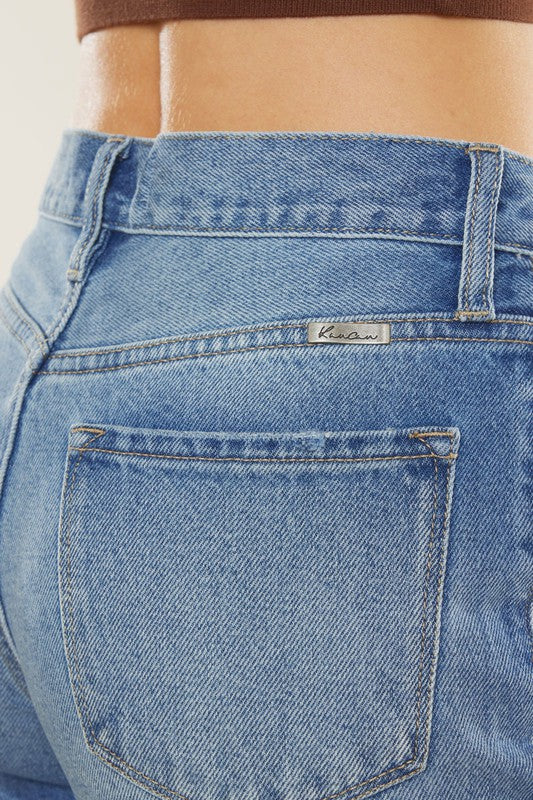 Bekväma och stilrena mörka mamma jeans med hög midja för kvinnor, idealiska för vardagsbruk.