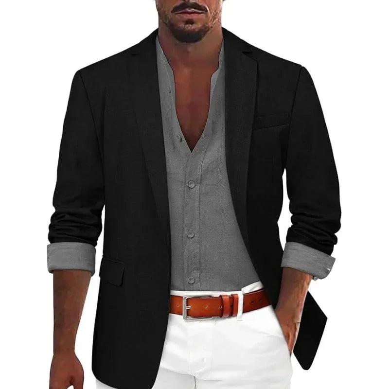 Stilren herrblazer med perfekt passform. Skräddarsydd kavaj för elegant höstmode och formella event.