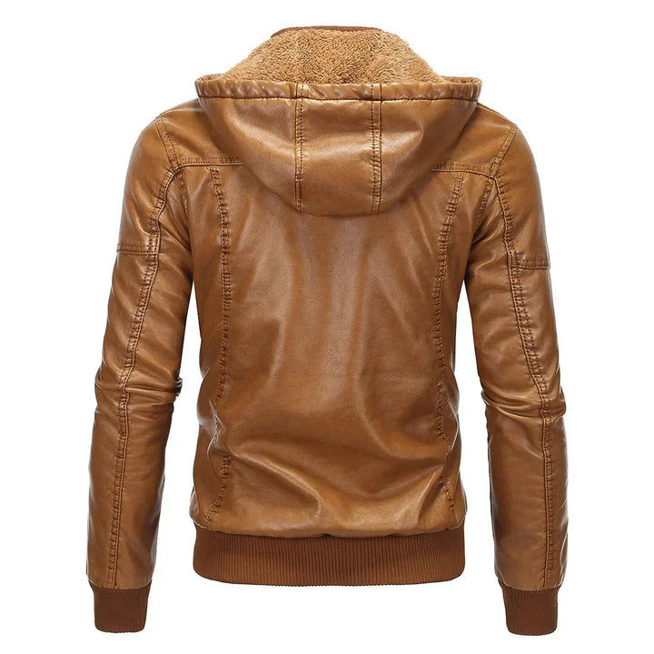 Herrjacka med huva, idealisk för vinter och höst. Modern, bekväm och varm design för casual urban stil.