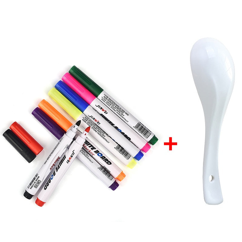 Magiskt Flytande Ritstift Set för barn, 6 levande färger, inkluderar sked för vattenlek