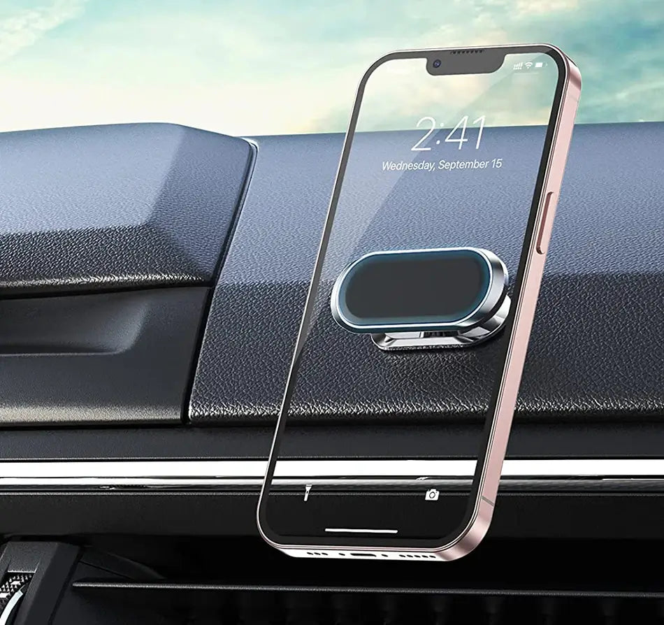 Närbild av den kraftiga magneten i bilhållaren, designad för att hålla mobiltillbehör säkert.