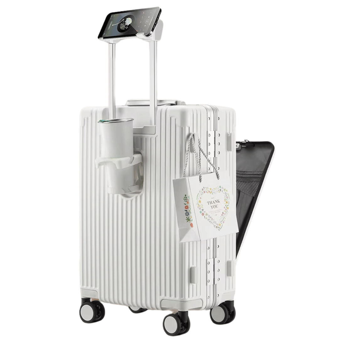 Manhattan Pro kabinväska, smart handbagage i silver med hårt skal & 360° hjul för affärsresor.