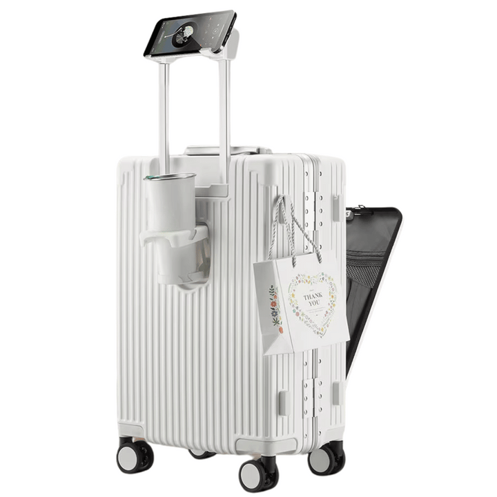 Manhattan Pro kabinväska, smart handbagage i silver med hårt skal & 360° hjul för affärsresor.