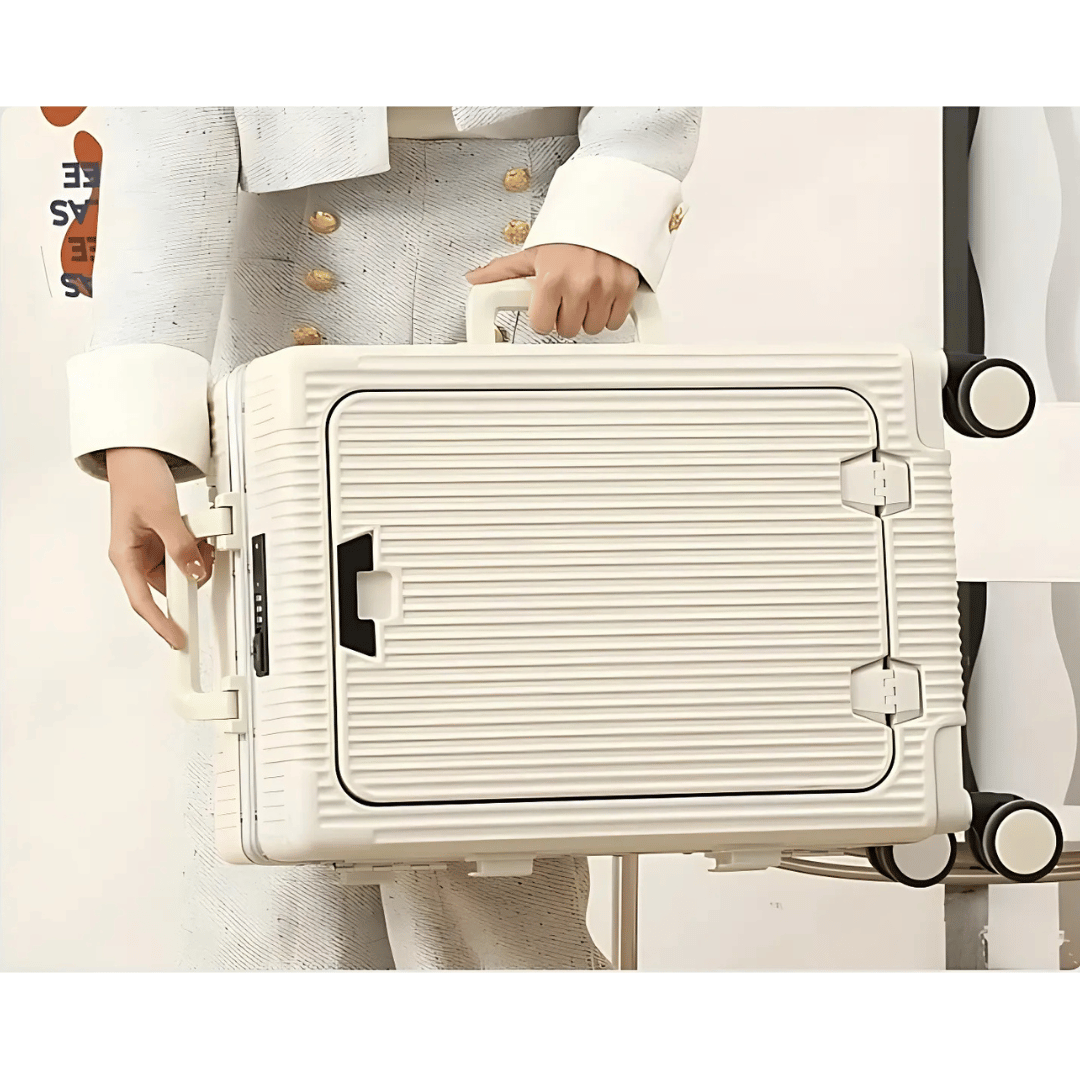 Svart Manhattan Pro handbagage med hårt skal, spinnerhjul & integrerad powerbank för affärsresor.