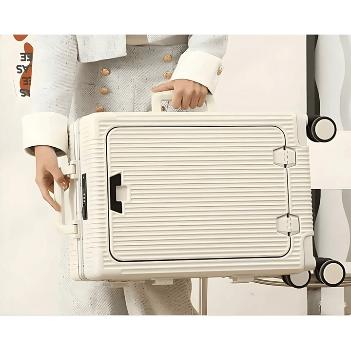 Svart Manhattan Pro handbagage med hårt skal, spinnerhjul & integrerad powerbank för affärsresor.