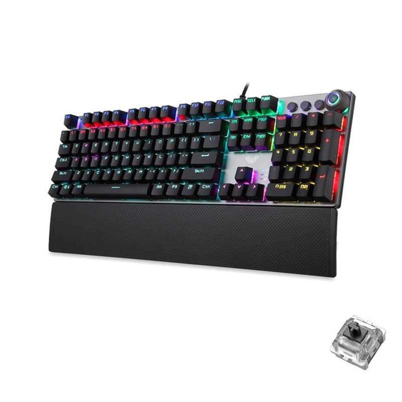 Mekaniskt gaming tangentbord med trådbunden anslutning och dynamisk RGB-belysning, perfekt för PC-spel.