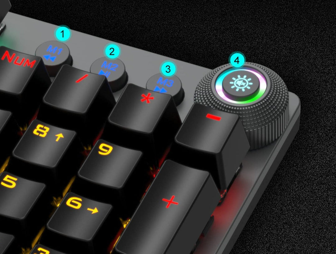 Trådbundet gaming tangentbord med robust design, säkerställer stabil anslutning under intensiva spelsessioner.