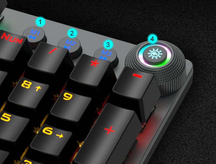 Trådbundet gaming tangentbord med robust design, säkerställer stabil anslutning under intensiva spelsessioner.