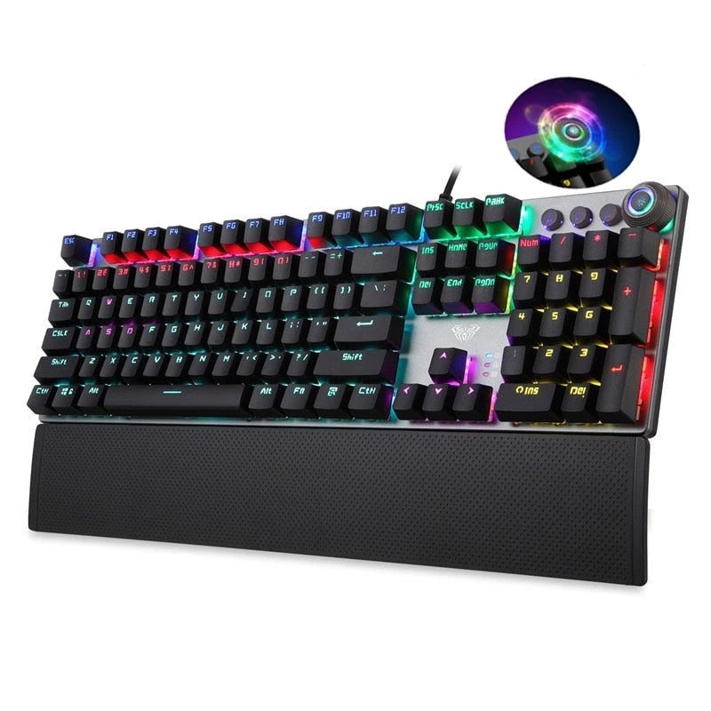 Vy över hela gaming tangentbordet som visar dess kompakta men kraftfulla design för seriösa spelare.