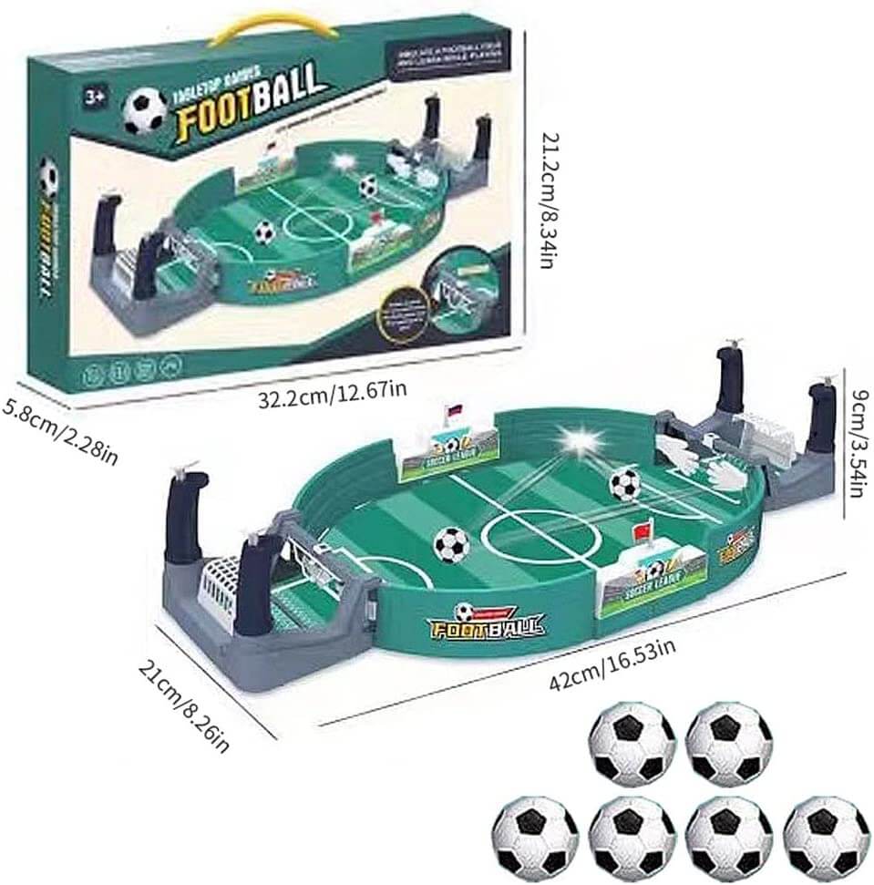 Mini bordsfotbollsspel i björk för familj och vänner, roligt inomhusspel för alla åldrar.