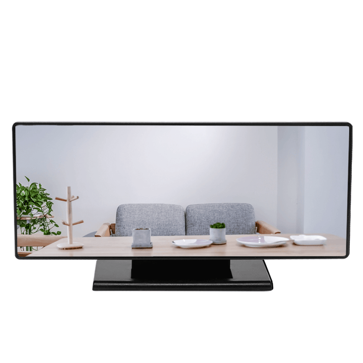 Modern digital klocka med spegelyta och tydlig vit LED-tid/temp-visning, för ett stilrent hem.