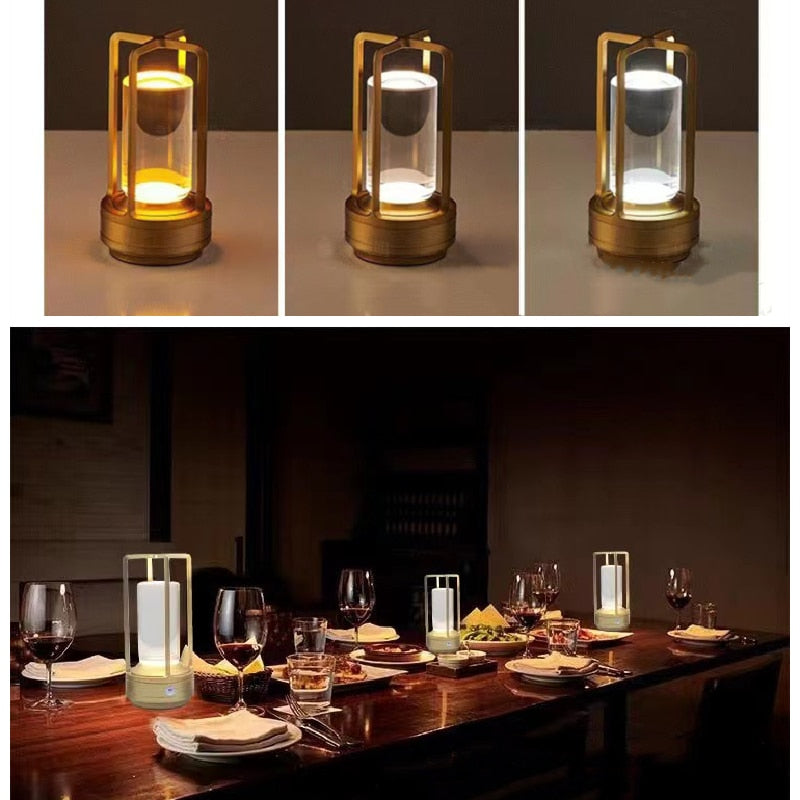 Snygg LED-bordslampa i metall med usb-laddning, perfekt för alla rum.