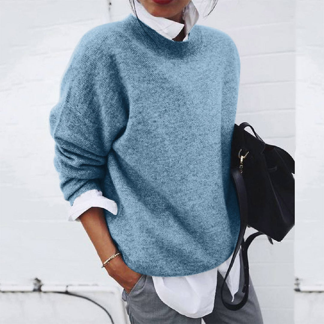Färgrik hösttröja för kvinnor. Mjuk damtröja med rund hals & långa ärmar, finns i S-3XL.