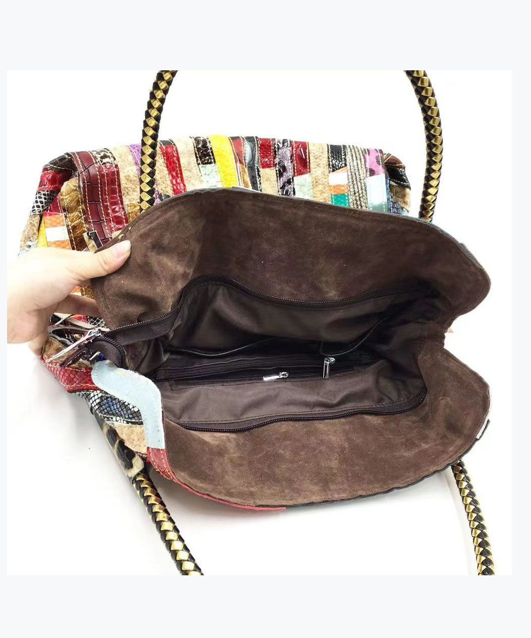 Dam totehandväska med snake patchwork & unik design. Stilren, modern och organiserad för arbetsväska eller vardag.