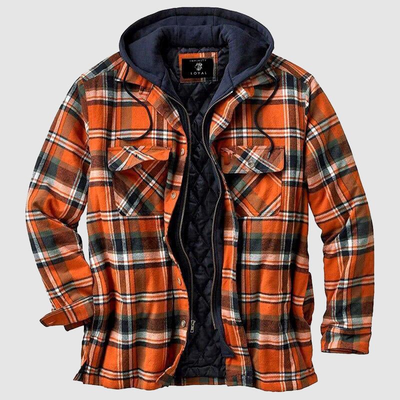 Snygg blå herr höstjacka med huva, långärmad design för casual stil och komfort utomhus.