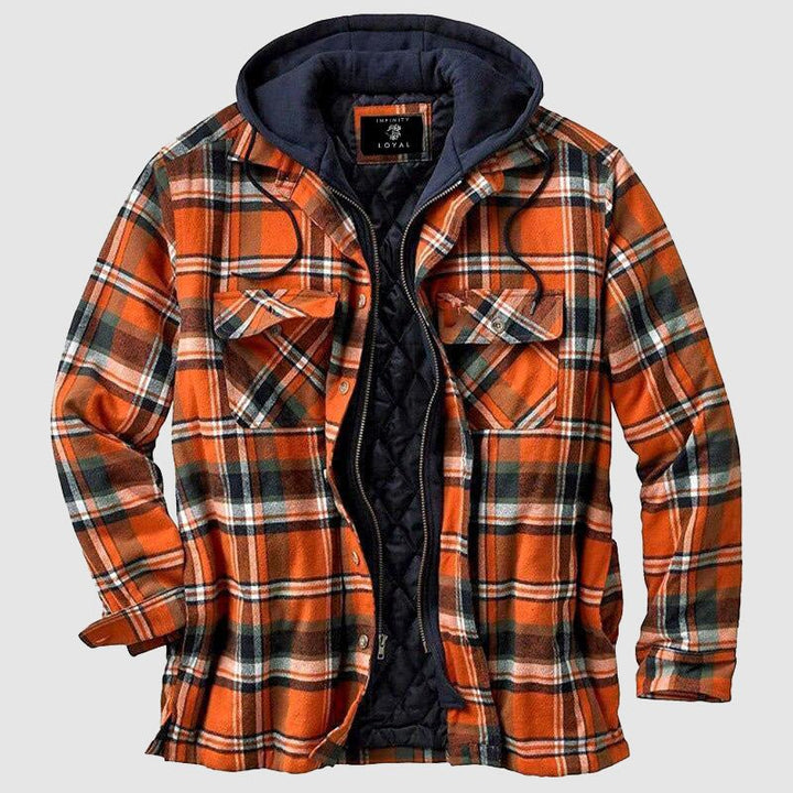 Snygg blå herr höstjacka med huva, långärmad design för casual stil och komfort utomhus.