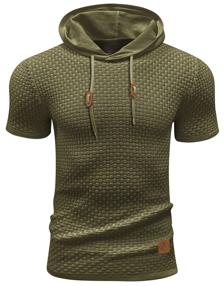 Herr kortärmad hoodie, idealisk för träning och sportmode. Bekväm och andas.