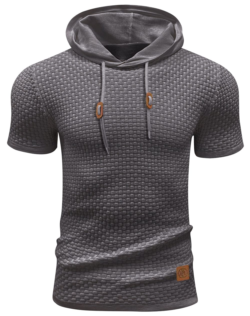 Streetwear-inspirerad kortärmad herrhoodie i modern design. Perfekt för en avslappnad sommarlook.