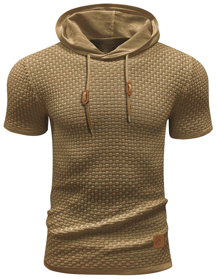Lätt och bekväm kortärmad herrhoodie, perfekt för sommar och avslappnade tillfällen.