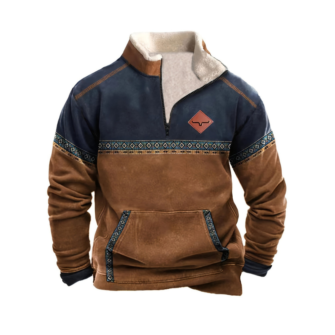 Modern herrpullover med dragkedja i stilren design, perfekt för vardag och höst.