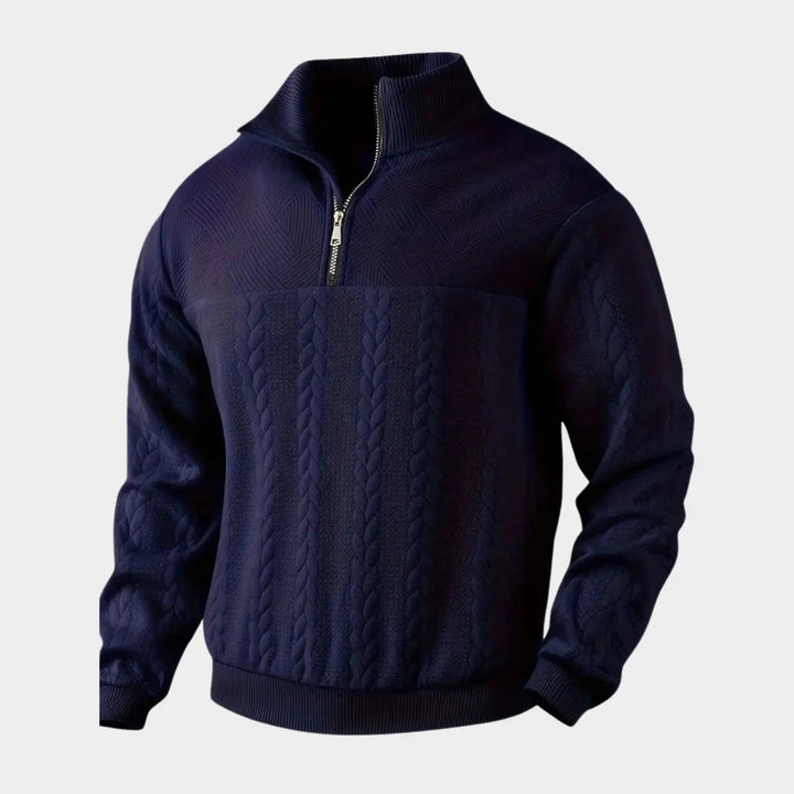 Stilren herrtröja med dragkedja i mjukt material. Perfekt för en casual look och bekvämt vardagsmode.