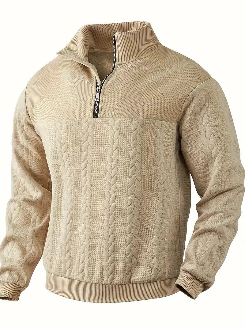 Bekväm herrtröja med dragkedja i tidlös design. Ett mångsidigt plagg för casual herrkläder.
