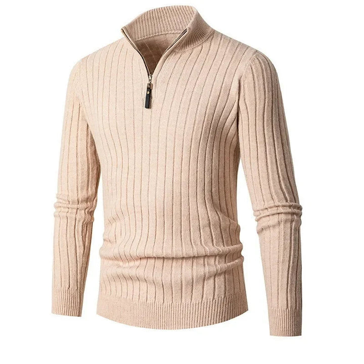 Elegant herrtröja med halv dragkedja. Bekväm pullover, hög krage och modern design för en stilren vardagslook.