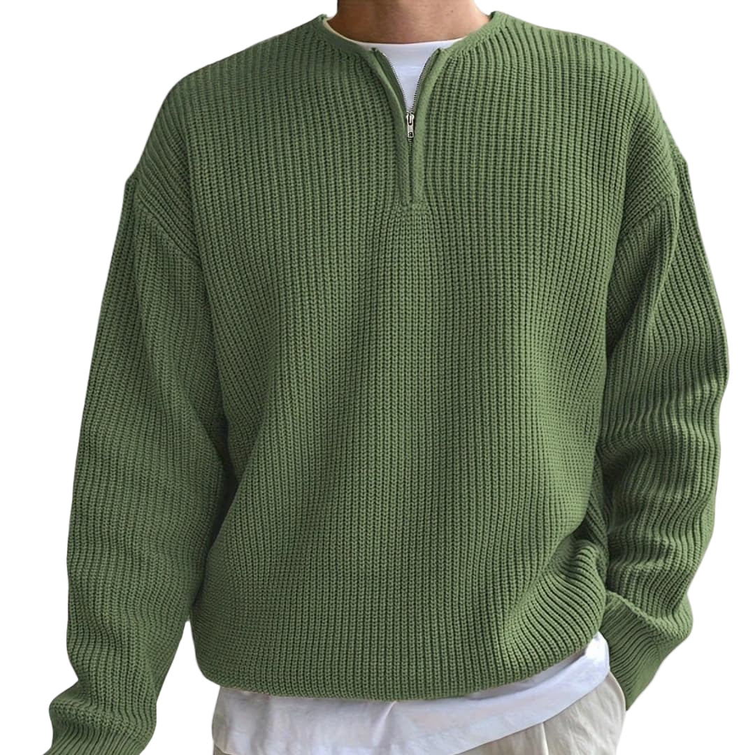 Modern herrtröja med halvzip, långärmad och bekväm för vardagsmode och en stilren look.