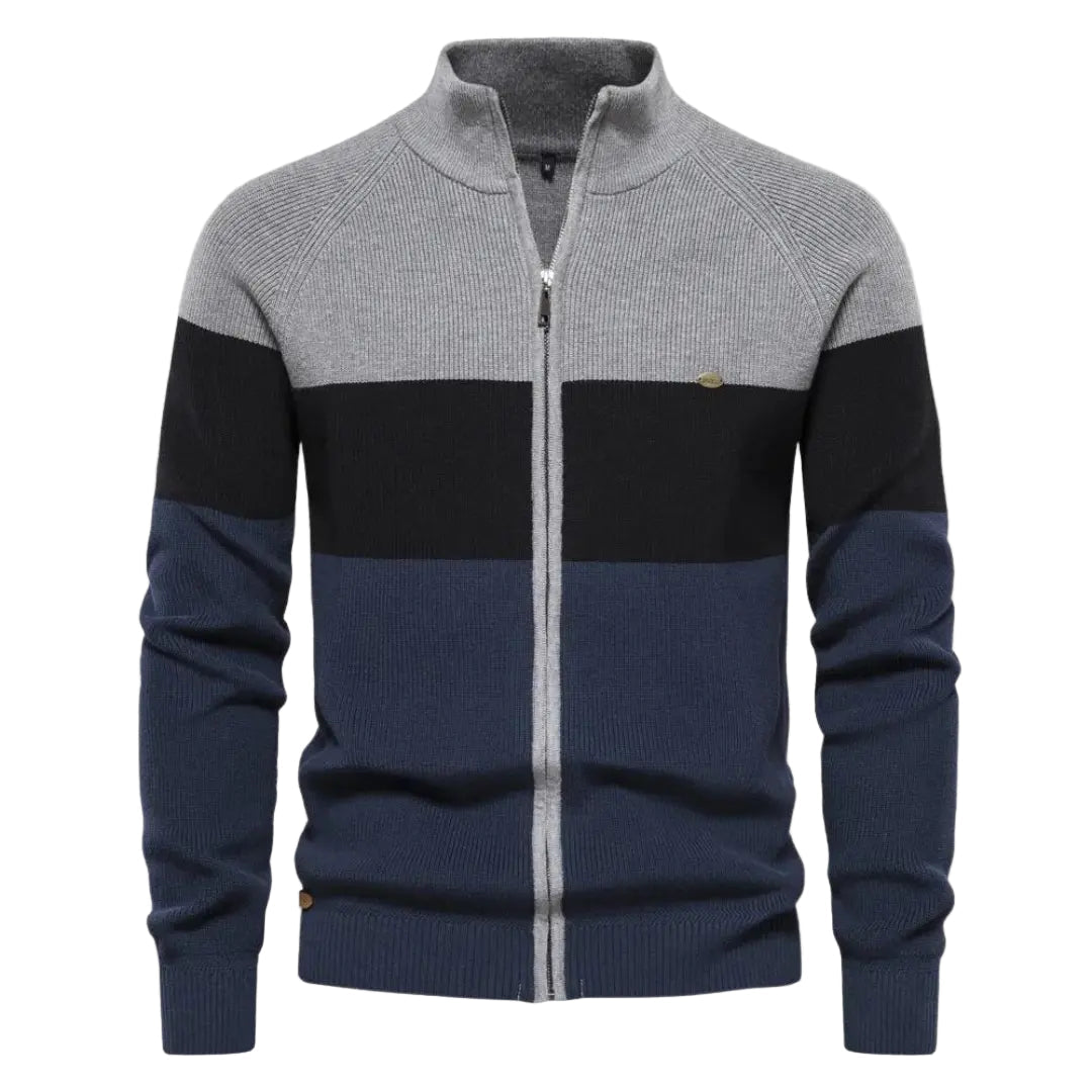 Modern herrtröja med stilren patchwork design. Perfekt för en bekväm och färgglad casual look.