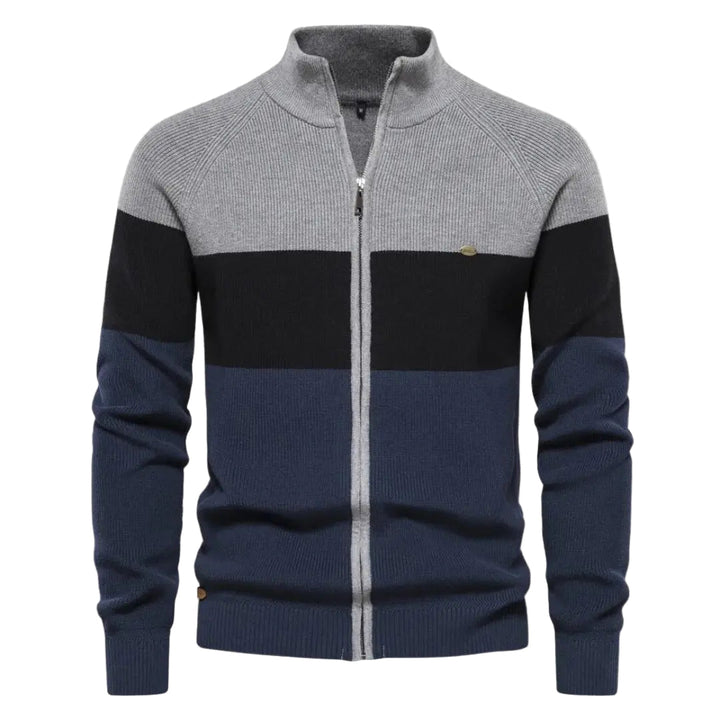 Modern herrtröja med stilren patchwork design. Perfekt för en bekväm och färgglad casual look.