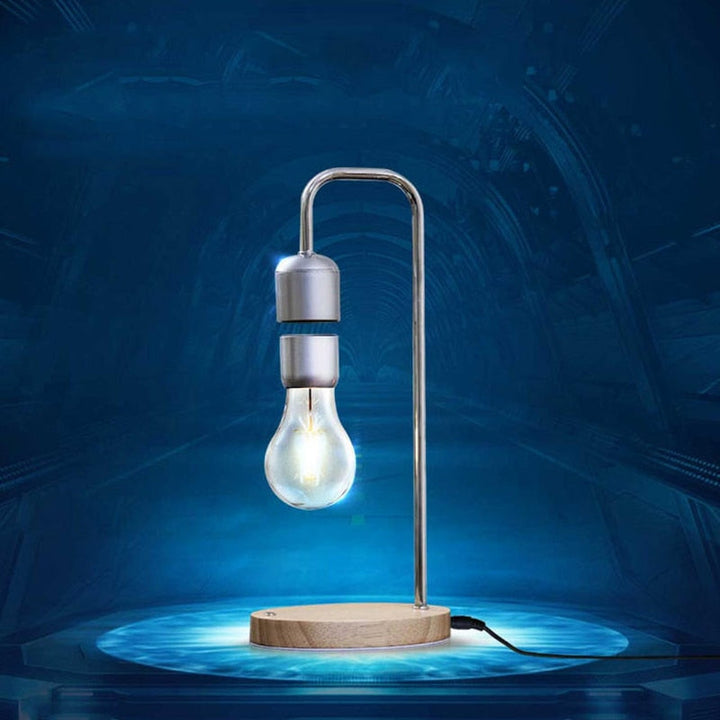 Svävande lampa som ger ambient belysning till skrivbordet eller vardagsrummet, med innovativ magnetisk levitation.