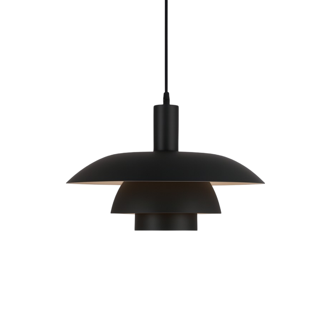 Modern pendellampa i dansk stil med integrerad LED, perfekt för kök eller matplats.