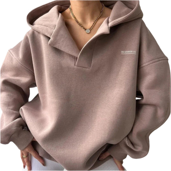Modern rosa kvinnors huvtröja i bekväm design för avslappnad stil, perfekt vardagsmode och vinterkläder.