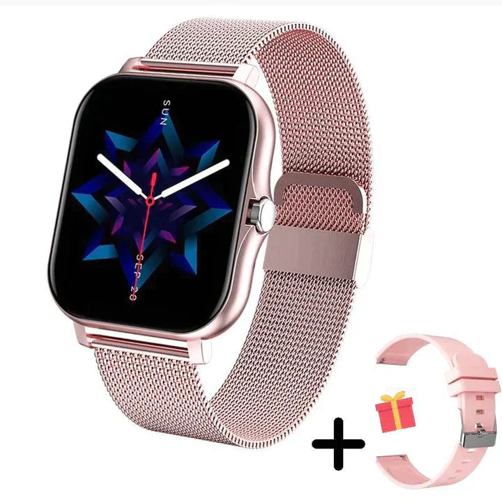 Modern smartwatch med elegant design och hälsosensorer, vattentät, lämplig för både stil och funktion.