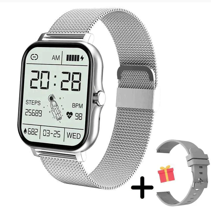 Modern smartwatch med elegant design och hälsosensorer, vattentät, lämplig för både stil och funktion.