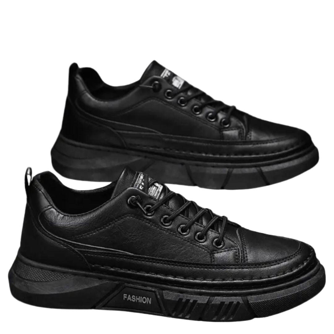 Moderna svarta herr sneakers för casual användning, lätta och bekväma med anti-glid sula. Perfekta vardagsskor.