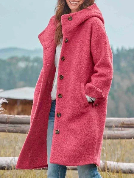 Chic damkappa med huva, idealisk för höstmode och vinterdagar. Ger kvinnor en modern och avslappnad look.