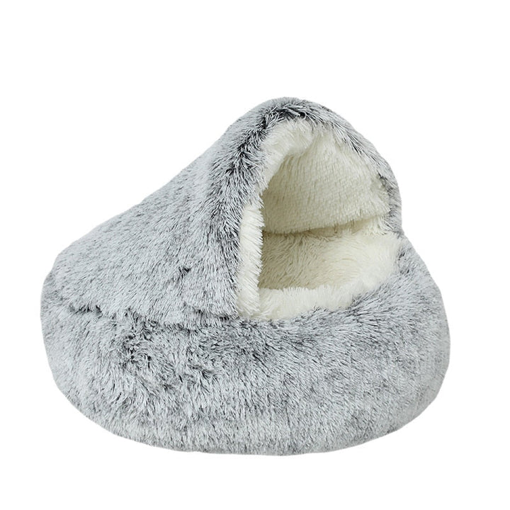 Detaljbild av korallfleece på hund- och kattbädd, extra mjukt material