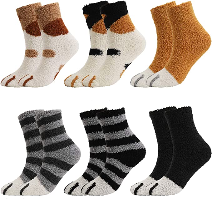 Mysiga korallfleece katt tass strumpor för dam, perfekt för vintervärme och avkoppling
