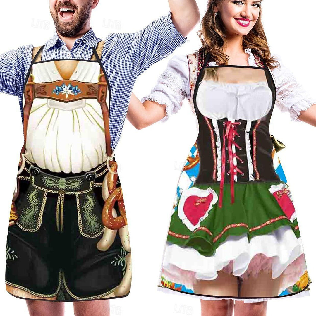 Unisex Oktoberfest förkläde i Trachtenstil med tryckt dirndl och blommor, justerbar passform