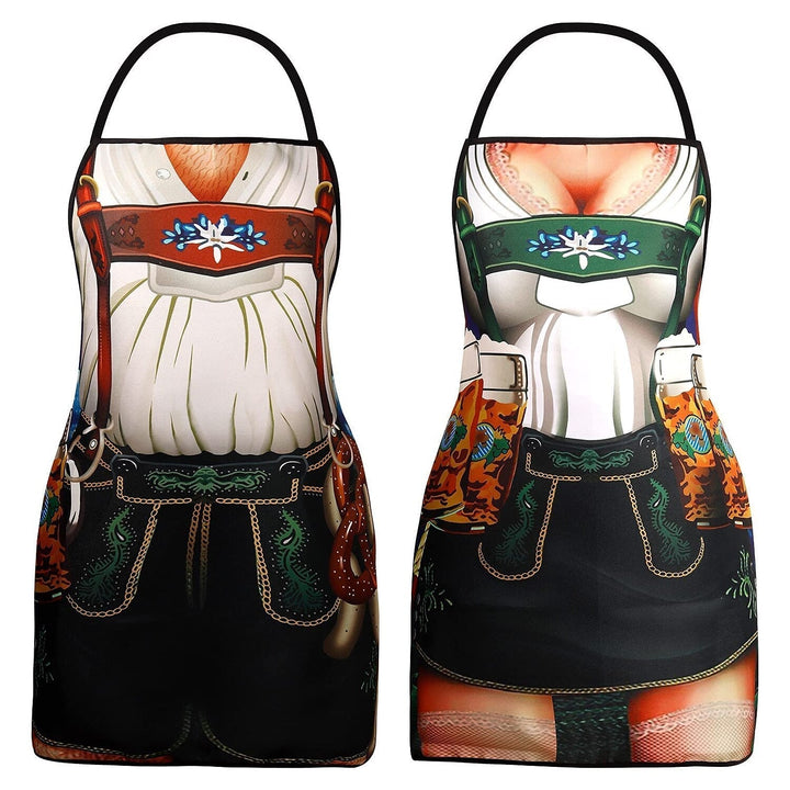 Bayeriskt förkläde med detaljerad dirndl och tyrolerhatt-motiv, idealiskt festkläder, justerbart