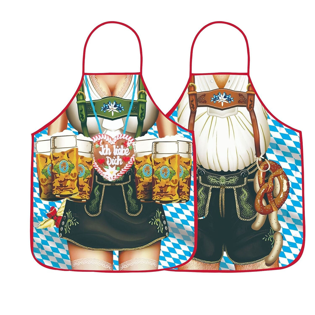 Detaljerat unisex förkläde i Trachtenstil, kombinerar dirndl- och lederhosen-element, festligt