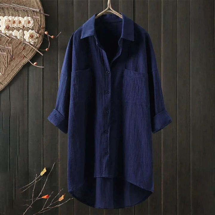 Bekväm långärmad damblus, oversize passform i mjukt material, perfekt som stilren vardagstopp.