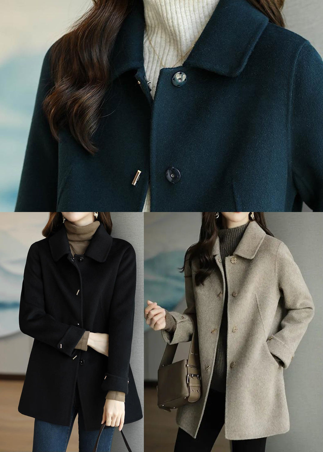 Stilren oversized damkappa med knappar, ger en elegant look och bekväm passform för hösten.