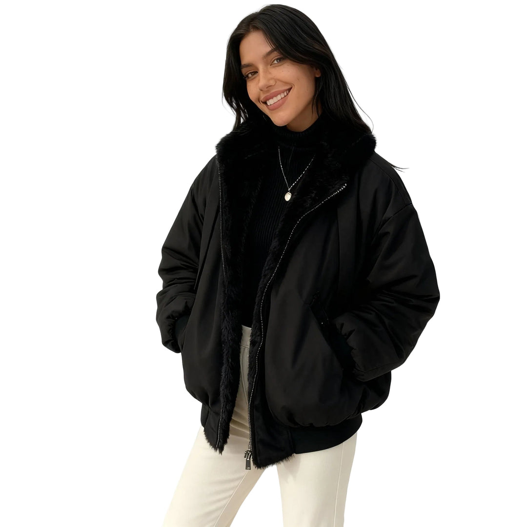 Oversized damvinterjacka i trendig stil, perfekt för kalla dagar. Bekvämt och varmt ytterplagg för kvinnor.